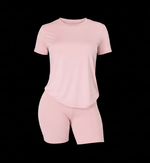 Cargar imagen en el visor de la galería, Pink- Slinky Jersey Tee &amp; Biker Short Set
