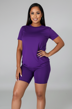 將圖片載入圖庫檢視器 Purple-Slinky Jersey Tee &amp; Biker Short Set
