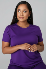 將圖片載入圖庫檢視器 Woman wearing a purple outfit in various poses on a white background
