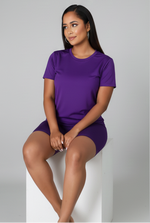 將圖片載入圖庫檢視器 Purple-Slinky Jersey Tee &amp; Biker Short Set
