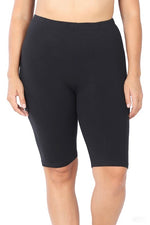 Cargar imagen en el visor de la galería, Black- Bermuda Length Biker Shorts
